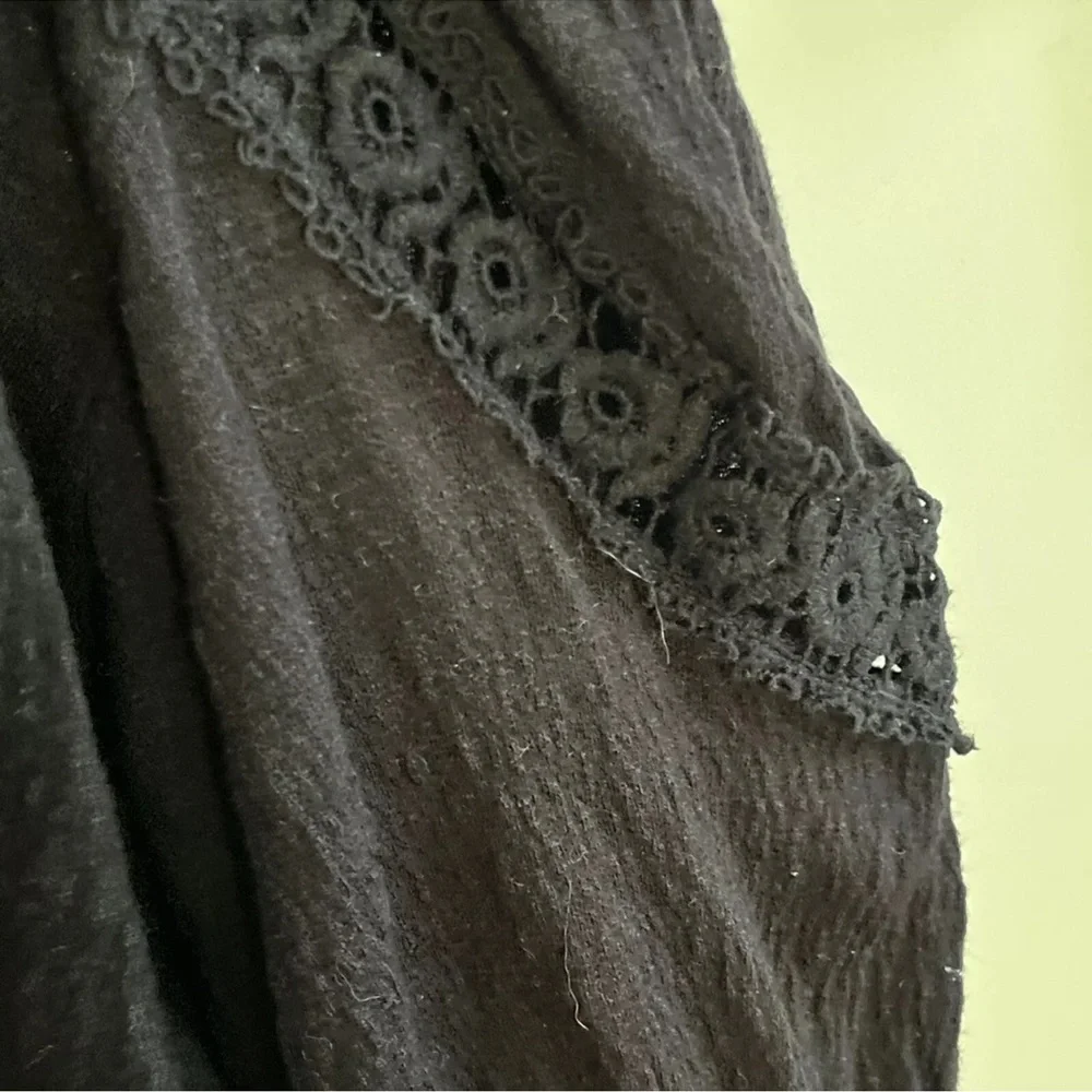 Free People Black Ruffled Embellished Long Sleeve Blouse - Picture 10 of 15